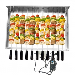 Barbecue Skewer Shish Kabob Set Automatic Rotating Rotisserie BBQ Grill Rack Set with Rotisserie Motor, 11pcs 23" Skewers Grill Rack Set