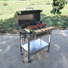 Garden Outdoor Charcoal BBQ Greek Brazilian Cyprus Style Rotating Rotisserie Grill With Hood