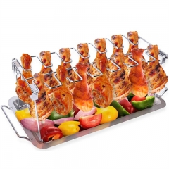 Stainless Steel Chicken Leg and Wing Rack Grill Universal Holder Rack with BBQ Pan Multi-Purpose Chicken Leg Oven Grill in 2022